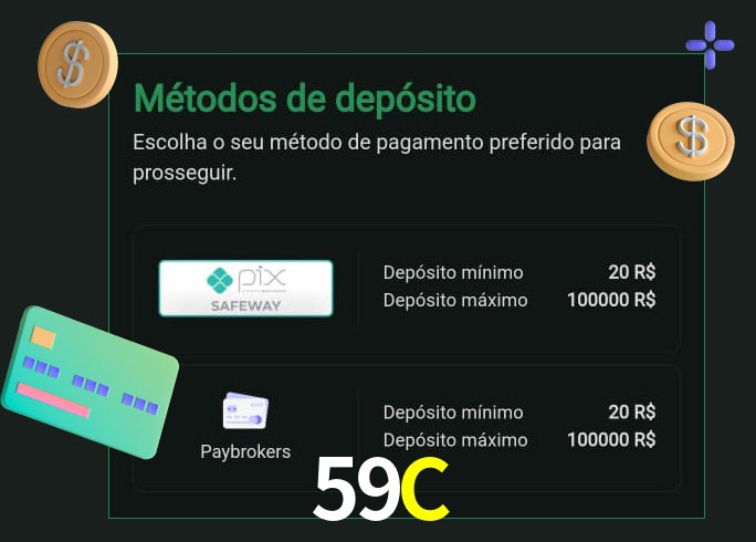O cassino 59C oferece uma grande variedade de métodos de pagamento